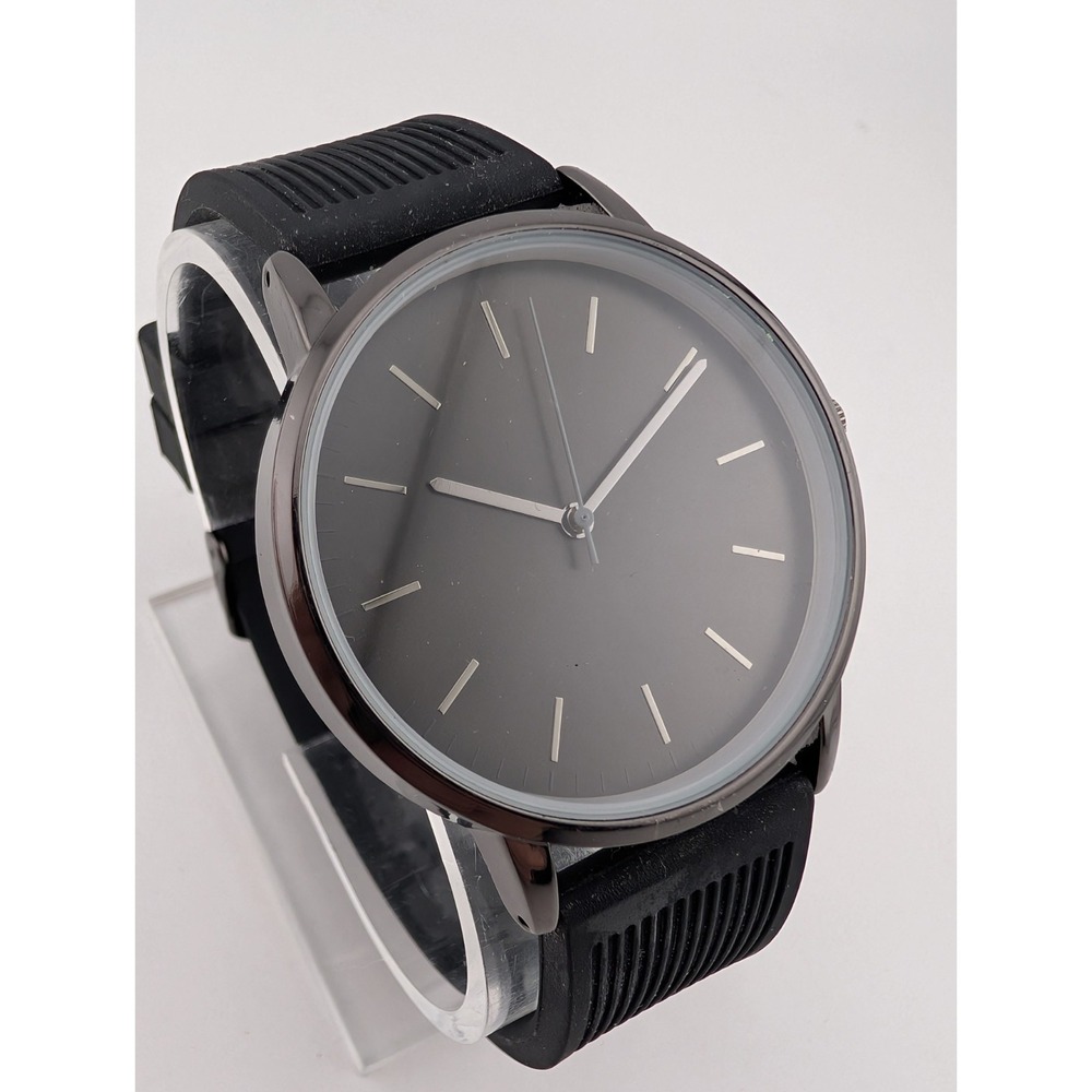 George Watch Men 40mm‎ Case Black Silicone Band- New Battery